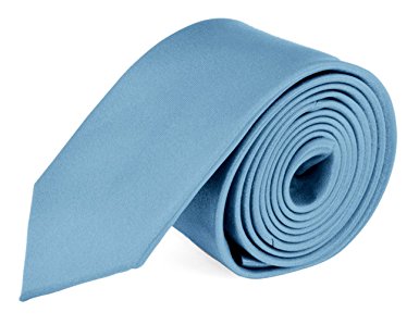 Moda Di Raza- Skinny Tie 2.5" Mens Necktie Slim Ties Polyester Tie Solid Color