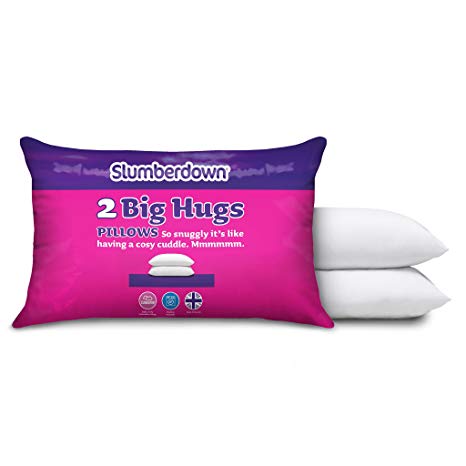 Slumberdown Big Hugs Pillow Pair, Microfiber with Hollow Fibre, White, 74 x 48 cm