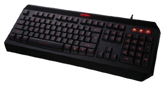Perixx PX-1000, Backlit Gaming Keyboard - USB - Red Illuminated Backlight Keys - Full Size Layout - Piano Black - 40/60/80 Words per Second input - Game Lock Keys - 4 Level Brightness Adjustment - 6 Feet Long Cable