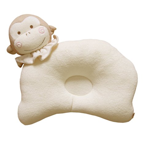 (Baby Monkey) Organic Cotton Baby Protective Sleeping Pillow.from Newborn Prevent From Flat Head.natural Organic