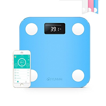 YUNMAI Mini Smart Body Analyser -Bluetooth Bathroom Scale with 10 Body Composition analysis (Inc. Body fat) - Blue