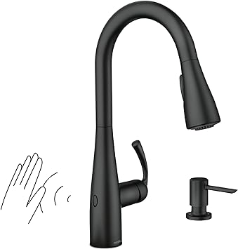 Moen Essie Matte Black One-Handle High Arc Kitchen Faucet, 87014EWBL