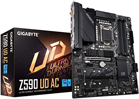 GIGABYTE Z590 UD AC (LGA 1200/ Intel Z590/ ATX/Triple M.2/ PCIe 4.0/ USB 3.2 Gen 2/ Intel Wireless-AC/ 2.5GbE LAN/Motherboard)