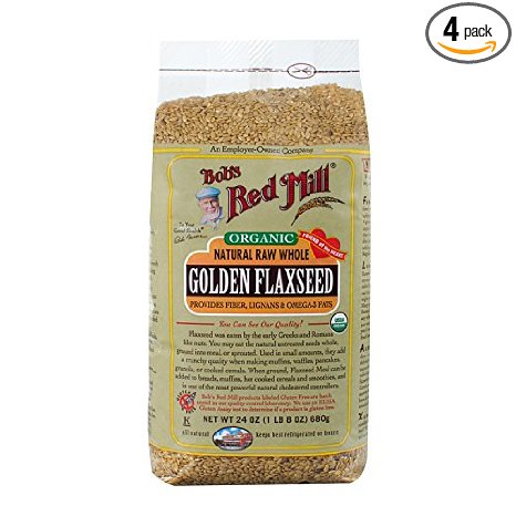 Bob's Red Mill Organic Raw Whole Golden Flaxseeds, 24-ounce (Pack of 4)