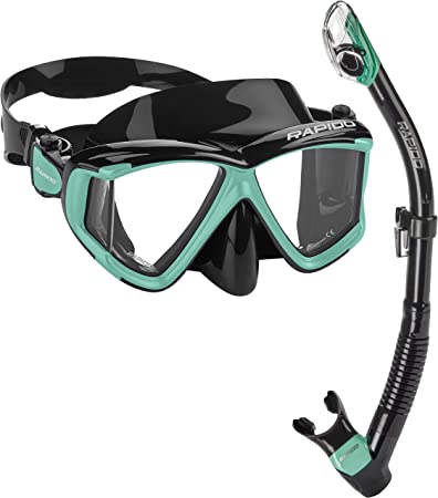Italian Design Panto-180 Premium Tempered Glass Lens Anti-Fog Panoramic Side-View Snorkel Mask, Superior Dry Snorkel Tube, Superior Snorkeling Gear, Snorkel Set for Adult