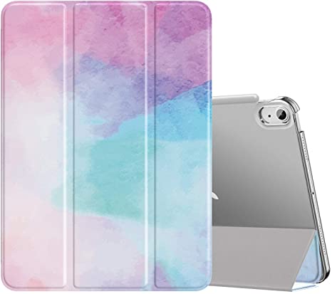 MoKo Case Fit New iPad Air 4th Generation 2020- iPad 10.9 Case Slim Lightweight Smart Shell Stand Cover with Translucent Frosted Back Protector for iPad 10.9 inch, Auto Wake/Sleep, Water Color