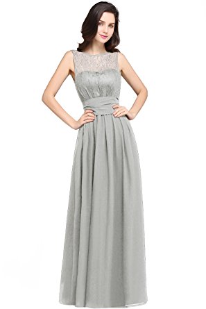 Babyonlinedress Sleeveless Floor Length Slim Lace Chiffon Evening Formal Dress