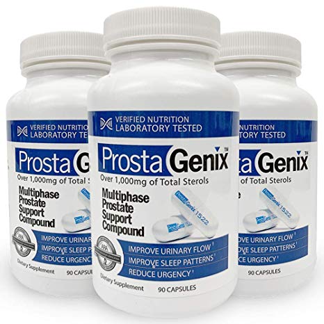ProstaGenix Multiphase Prostate Supplement -3 Bottles- Featured on Larry King Investigative TV Show as Top Rated Pill - Over 1 Million Sold - End Nighttime Bathroom Trips, Urgency, Frequent Urination.