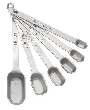 HIC Liquid Dry Spice Jar Sugar Seasoning Measuring Spoons Heavyweight 188 Stainless steel Set of 6 Spoons