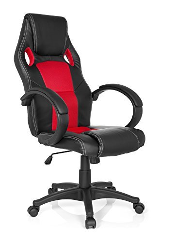 MyBuero Gaming Chair / Office Chair Gaming Zone Pro Faux Leather/Mesh black/red