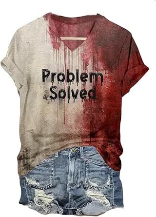 I'M Fine Bloody Shirt Women Funny Halloween Blood Horror Clothes Gift Blood Splatter Top