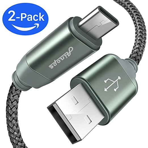 USB 2.0 Type C Cable, [3.3 FT/2 Packs] Double-braided Armor Nylon Type-C Cable, Durable & Fast Charging LG V20, G5, G6 Charger, Fit for Galaxy S9, Note 8, S8, S8 Plus, Google Pixel and More by Ainope