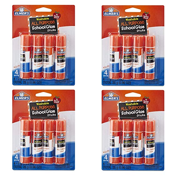 Elmer's All Purpose School Glue Sticks, Clear, Washable, 16 Pack, 0.24-Ounce Sticks