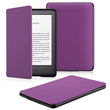 OMOTON All-New Kindle 2019 Case Cover, The Thinnest Lightest PU Leather Smart Shell Cover with Auto Sleep Wake Feature for All New Kindle 10th Generation 2019 Released,Purple