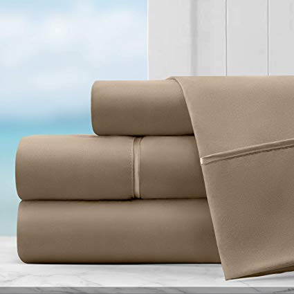 Coastal Comfort Egyptian Luxury Hotel Collection Bed Sheet Set - Hotel Quality Ultra Soft Double Brushed Microfiber Sheets with Deep Pocket - Hypoallergenic - Queen - Taupe