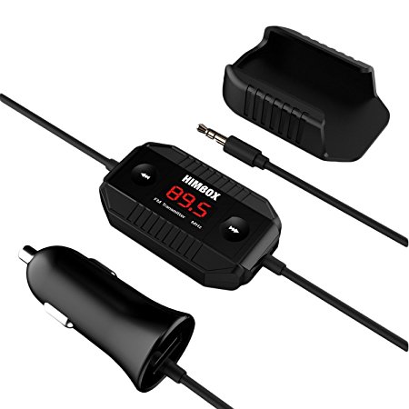 iClever® HIMBOX HB-F02 Auto-Scan Wireless FM Transmitter with 2.4A USB Charger and 3.5mm Audio Plug