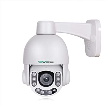PTZ Camera Outdoor POE 5MP with Built-in Microphone for Two Way Audio, SV3C 10 LEDs Super HD Pan Tilt 5X Optical Zoom Security Surveillance CCTV Dome IP Camera Support SD Card Recording Max 128gb