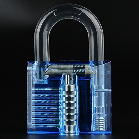 Locksporter Clear Padlock for Demonstration and Practice Educational Toys Color Blue