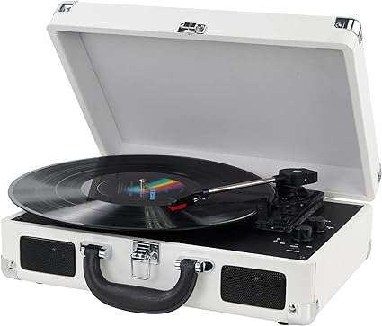 DIGITNOW! Turntable Record Player 3speeds with Built-in Stereo Speakers, Supports USB/RCA Output/Headphone Jack / MP3 / Mobile Phones Music Playback,Suitcase design