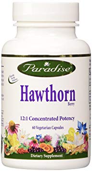 Paradise Herbs Hawthorn Vegetarian Capsules, Berry, 60 Count