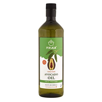 Prasada 100% Pure Avocado Oil (1,000ml) -Refined, Cold Pressed, BPA-Free Food-Grade Plastic Bottle | Excellent for Frying, Sautéing, Salads and Cosmetic Uses