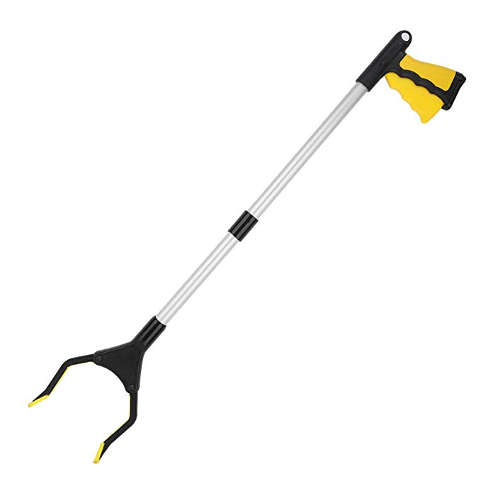 Grabber Tool, Housolution 32" Foldable Reacher Grabber Pickup Tool, Aluminum Reaching Aid Tool with Rotating Rubber Gripper, Long Arm Extender for Trash/Garbage/ Litter Picker, Garden Nabber - Yellow