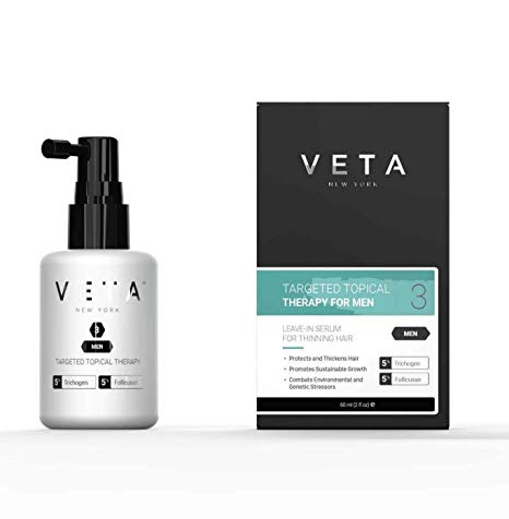 Veta - Men's Targeted Topical Therapy - Hair Loss Treatment - Drug-Free Hair Loss - Restores Natural Hair Growth Cycles - 5% Trichogen and 5% Follicusan - Fast Acting Hair Loss Treatment - 60 ml.