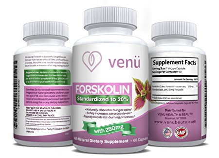 Venü Beauty All-Natural Forskolin - 60 Veggie Capsules with Pure Forskolin Extract -Dietary Supplement for Fast Weight Loss, Boosted Metabolism & Healthy Blood Pressure