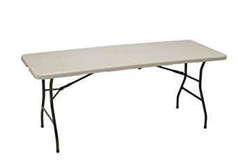 MECO 6-Feet Folding Table, Mocha Metal Frame and Cream Plastic Top