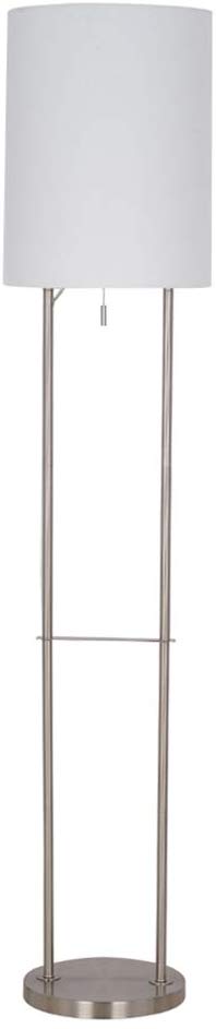 Rivet Modern Metal Floor Lamp with Bulb, 21.88"H, Brushed Nickel