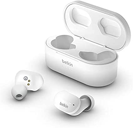 Belkin SoundForm True Wireless Earbuds (Bluetooth Headphones w/ Noise Isolation, Touch Controls) Wireless Headphones, Bluetooth Earbuds (White)