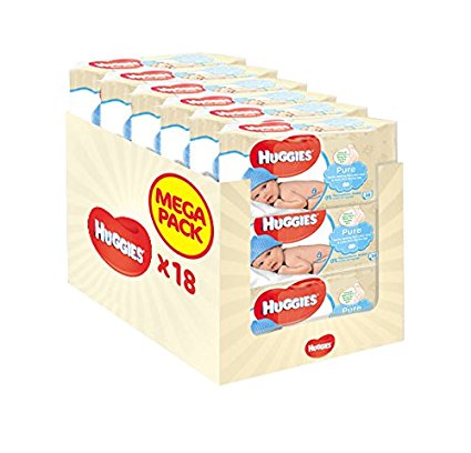 Huggies pure baby store wipes 18 packs