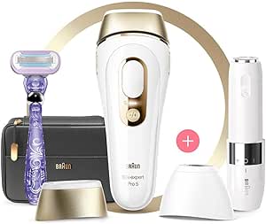 Braun Silk-expert Pro 5 épilateur femme/homme lumière pulsée IPL, tête de précision large et rasoir Venus, alternative à l'épilation laser à la maison, PL 5149, blanc/doré