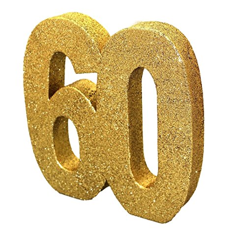 Gold Glitter Number Table Decoration '60'