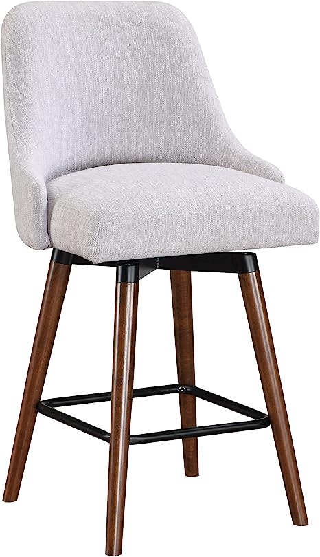 OSP Home Furnishings Bagford 26" Swivel Counter Stool with Medium Espresso Legs, Fog Fabric