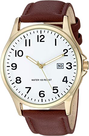 Amazon Essentials Men's Easy to Read Strap Watch