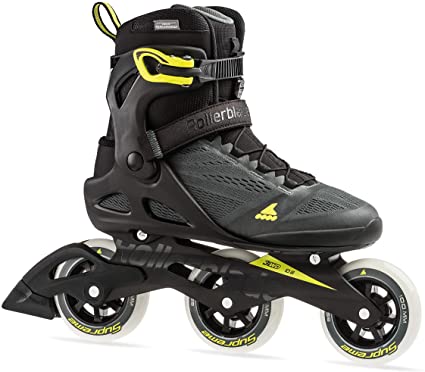 Rollerblade Macroblade 100 3WD Men's Adult Fitness Inline Skate, Anthracite and Neon Yellow, Performance Inline Skates