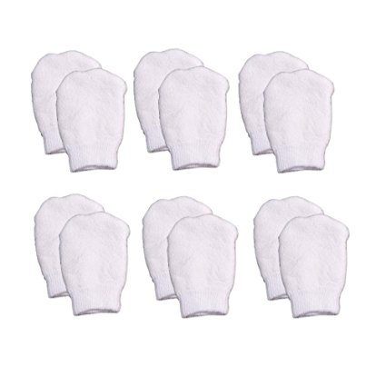 White Newborn Mittens by Nurses Choice (Includes 6 Pairs of No Scratch Baby Mittens)