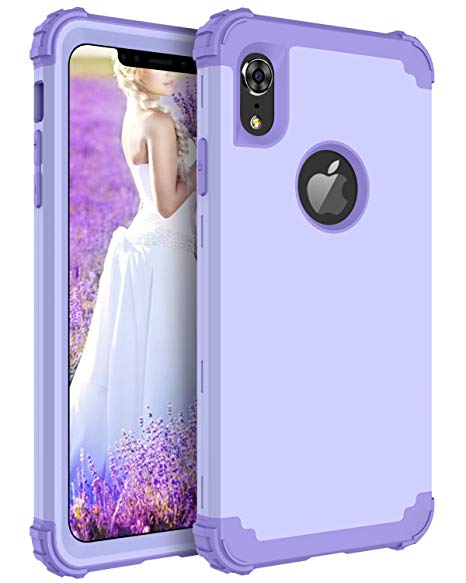 BENTOBEN iPhone XR Case, iPhone XR Phone Case,Heavy Duty Rugged 3 in 1 Hybrid Sturdy Hard PC Cover Soft Silicone Bumper High Impact Resistant Shockproof Protective Case for Apple iPhone XR 6.1",Purple