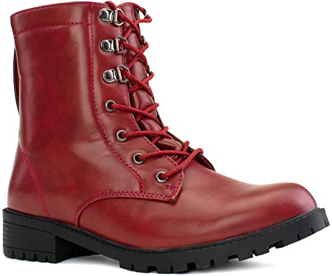 RF ROOM OF FASHION Women's Adjustable Wide Ankle Lug Sole Combat Boots w Pocket