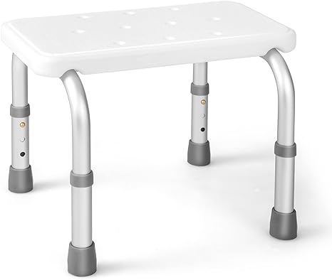 COSTWAY Shower Stool, 3 Positions Height Adjustable Bath Shower Chair, Portable Non-Slip Bathroom Bench Seat for Elderly, Handicap and Disabled