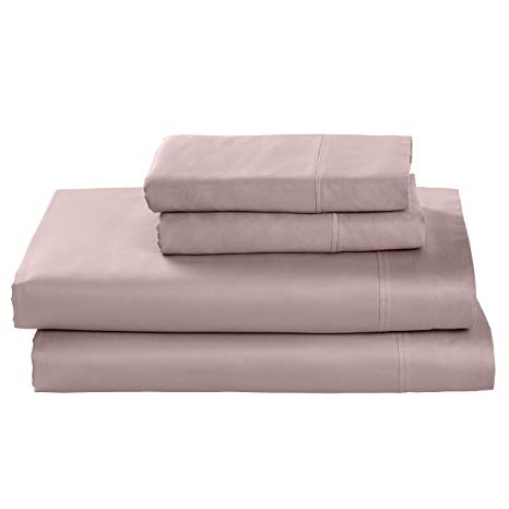 Rivet Cotton Tencel Sheet Set, Soft and Breathable, King, Lilac