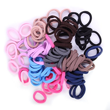 Janecrafts Cute 24-100pcs Girl Elastic Hair Ties Band Ponytail Holders Scrunchie Mixed Colors