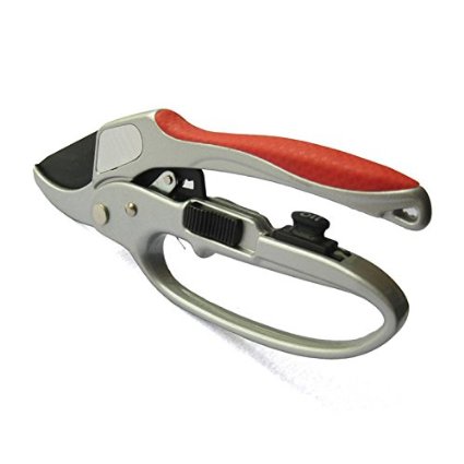 Ratchet Pruning Shears Aluminium Tree Pruner Hand Gardening Tools with Soft Rubber Handle Carbon Steel Teflon Coated Cutting Blade 8 inch