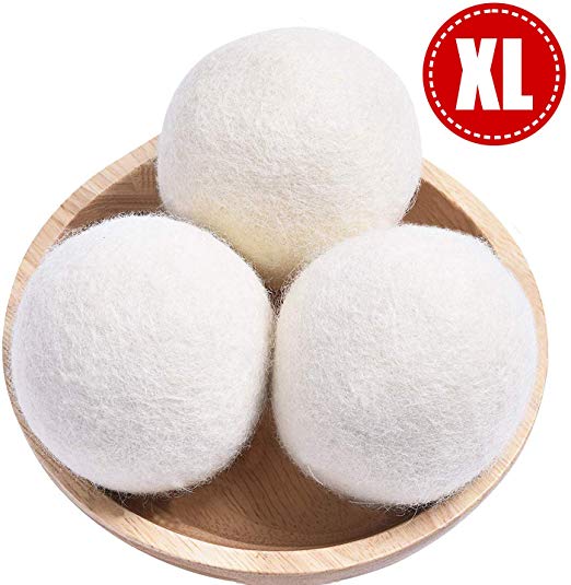 Organic Eco Wool Dryer Balls XL,Handmade Laundry Dryer Balls Reusable Natural Fabric Softener, Dryer Sheets Alternative,100% New Zealand Wool Extra-Large Dryer Ball,Reduce Wrinkles & Saves Drying Time