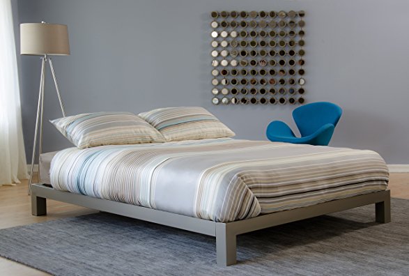 Aura Metal Platform Bed Champagne, (Gray) Comes in Twin, Full, Queen, King.