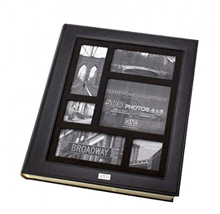 Kleer-vu Photo Album Suedeleather Collection, Holds 500 4x6 Inches Photos, 5 Per Page - Black