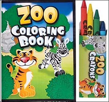 24 Pc Zoo Party Favors Lot -Includes (12) Zoo Animal Coloring Books , (12) Boxes Zoo Animal Crayons