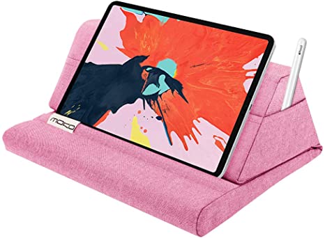 MoKo Tablet Pillow Stand, Soft Bed Pillow Holder, Fits up to 11" Pad, Fit with iPad 10.2"(8th Gen), New iPad Air 4 10.9"/ Air 3, iPad Pro 11/10.5/9.7, Mini 5 4, Galaxy Tab S6/ S7 11", Pink