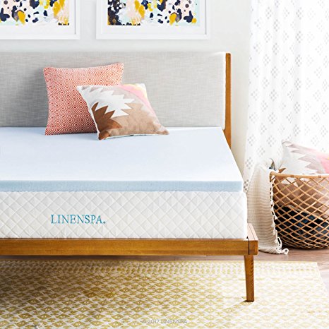 LINENSPA 2 Inch Gel Infused Memory Foam Mattress Topper - Twin size